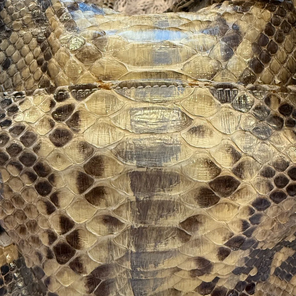 Ghibli‎ Genuine Python Skin Handbag Italian Designer Tan